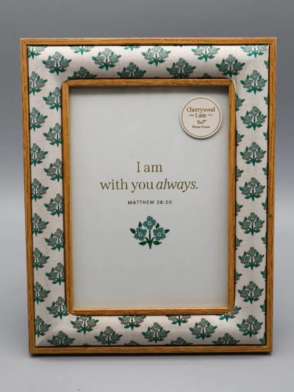 Cherrywood Lane Wooden Picture Frame w/ Fabric Floral Border 5x7 Cottagecore